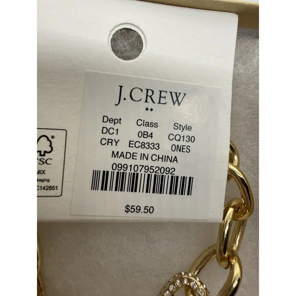 J.Crew Crystal Chainlink Bracelet Cubic Zirconia, Brass, Glass, Zinc MSRP$59 New - Picture 7 of 7